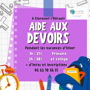 Aide aux devoirs vac Hiver 2026